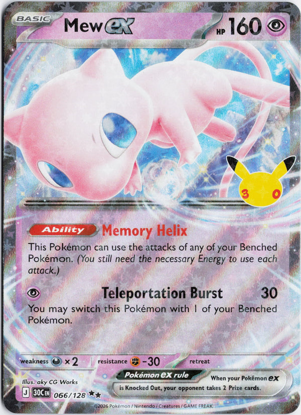 Carta Pokémon Mew ex · 30th Celebration #066/128 (NM) — pieza única en Moon's Collectibles México