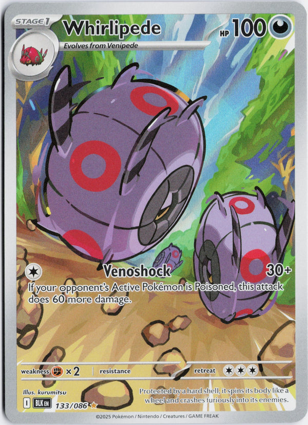 Carta Pokémon Whirlipede · Black Bolt #133/086 (NM) — pieza única en Moon's Collectibles México