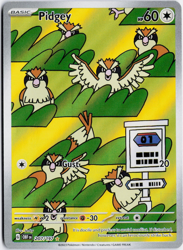 Carta Pokémon Pidgey · Obsidian Flames #207/197 (NM) — pieza única en Moon's Collectibles México