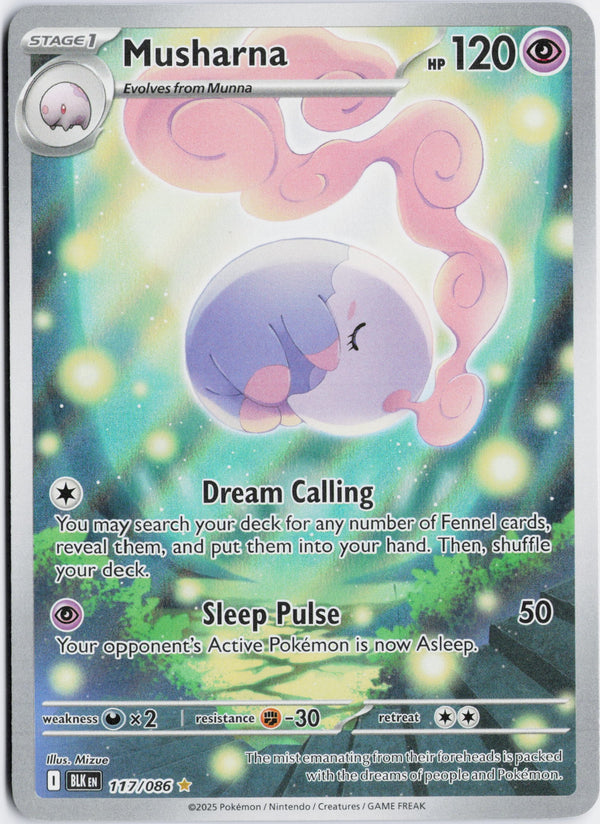 Carta Pokémon Musharna · Black Bolt #117/086 (NM) — pieza única en Moon's Collectibles México