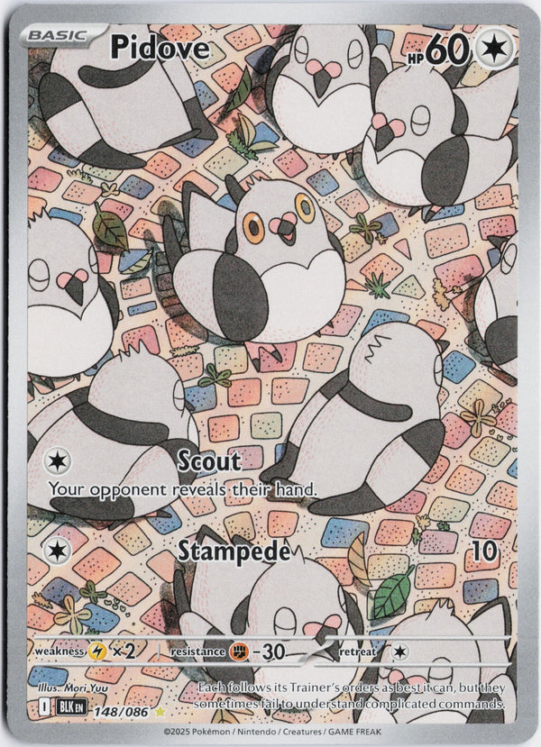 Carta Pokémon Pidove · Black Bolt #148/086 (NM) — pieza única en Moon's Collectibles México