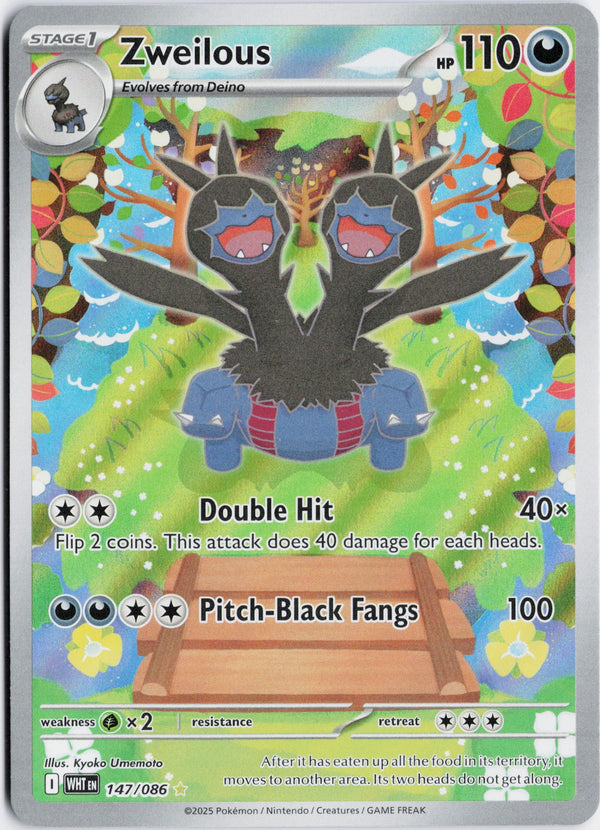 Carta Pokémon Zweilous · White Flare #147/086 (NM) — pieza única en Moon's Collectibles México