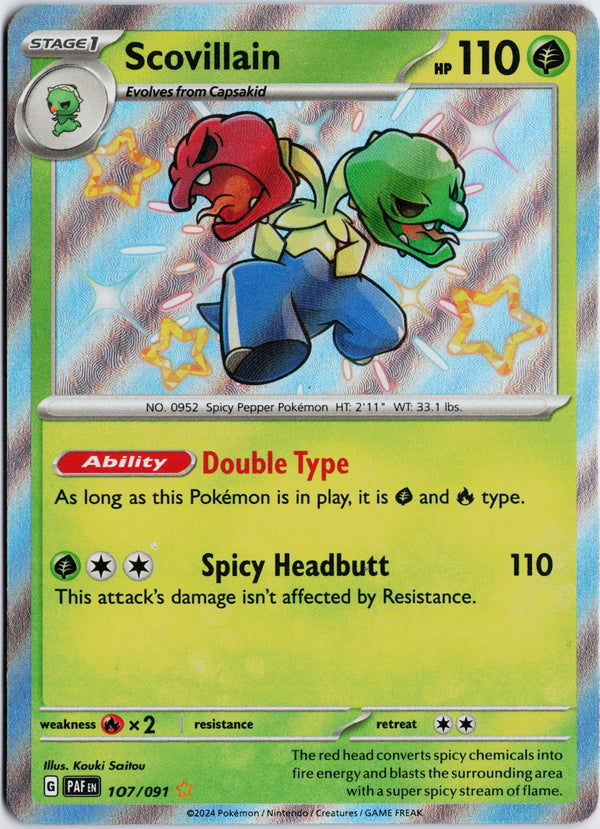 Carta Pokémon Scovillain · Paldean Fates #107/091 (NM) — pieza única en Moon's Collectibles México