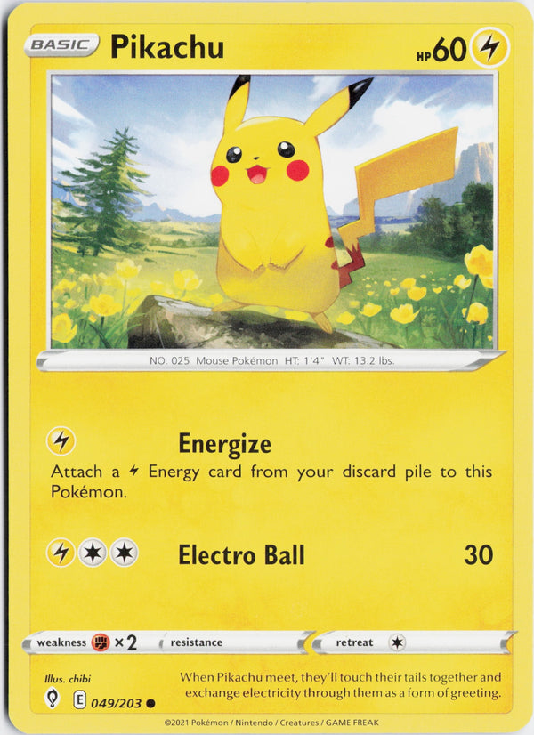Carta Pokémon Pikachu · Evolving Skies #049/203 (NM) — pieza única en Moon's Collectibles México