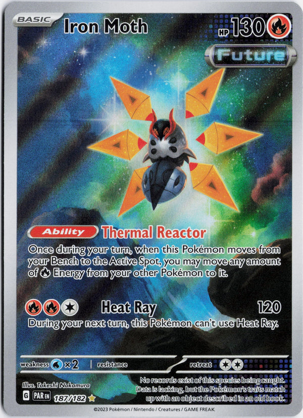 Carta Pokémon Iron Moth · Paradox Rift #187/182 (NM) — pieza única en Moon's Collectibles México
