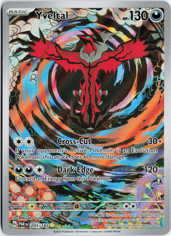 Carta Pokémon Yveltal · Paradox Rift #205/182 (NM) — pieza única en Moon's Collectibles México