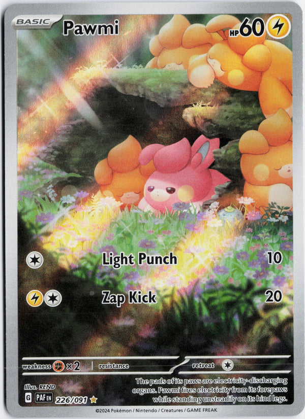 Carta Pokémon Pawmi · Paldean Fates #226/091 (NM) — pieza única en Moon's Collectibles México
