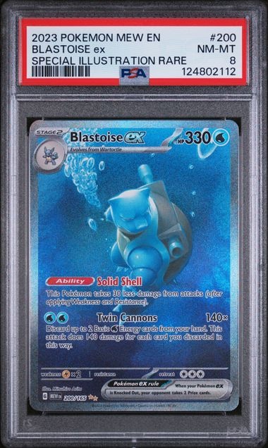 Carta Pokémon Blastoise ex · 151 #200/165 (PSA 8) — pieza única en Moon's Collectibles México