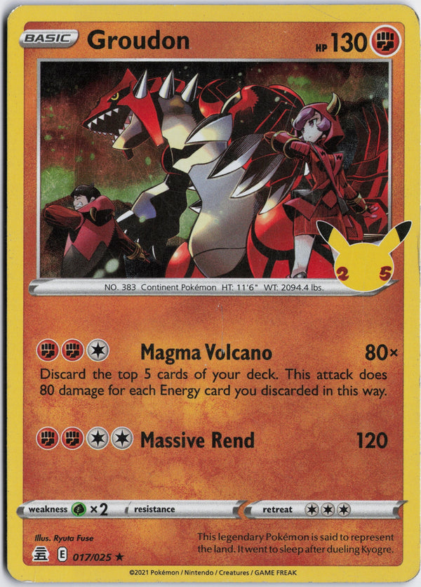 Carta Pokémon Groudon · Celebrations #17 (NM) — pieza única en Moon's Collectibles México
