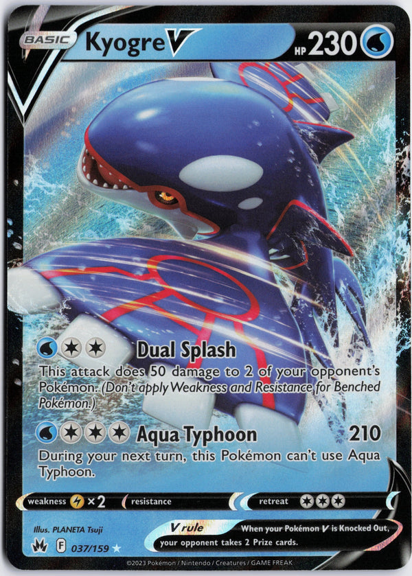 Carta Pokémon Kyogre V · Crown Zenith #037/159 (NM) — pieza única en Moon's Collectibles México