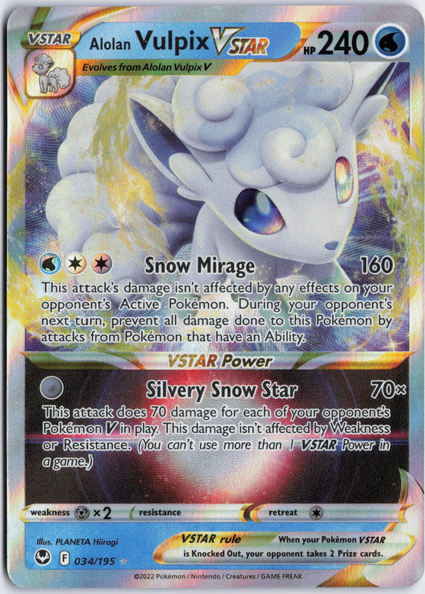 Carta Pokémon Alolan Vulpix VSTAR · Silver Tempest #034/195 (NM) — pieza única en Moon's Collectibles México