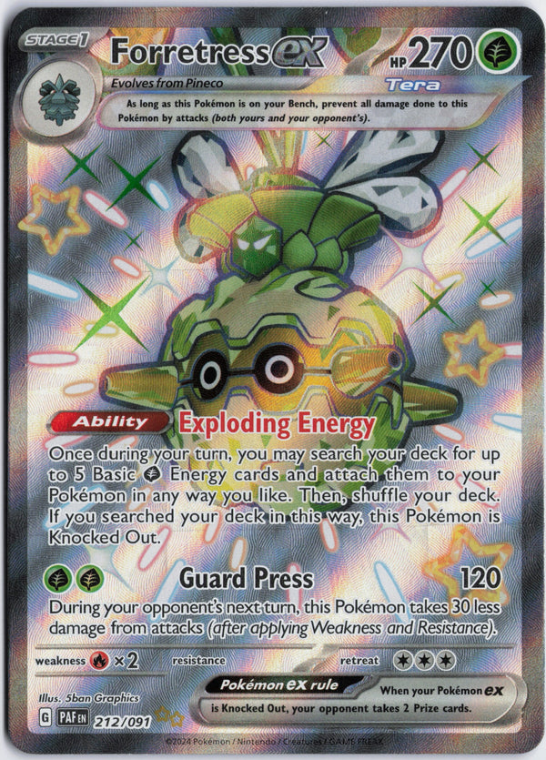 Carta Pokémon Forretress ex · Paldean Fates #212/091 (NM) — pieza única en Moon's Collectibles México