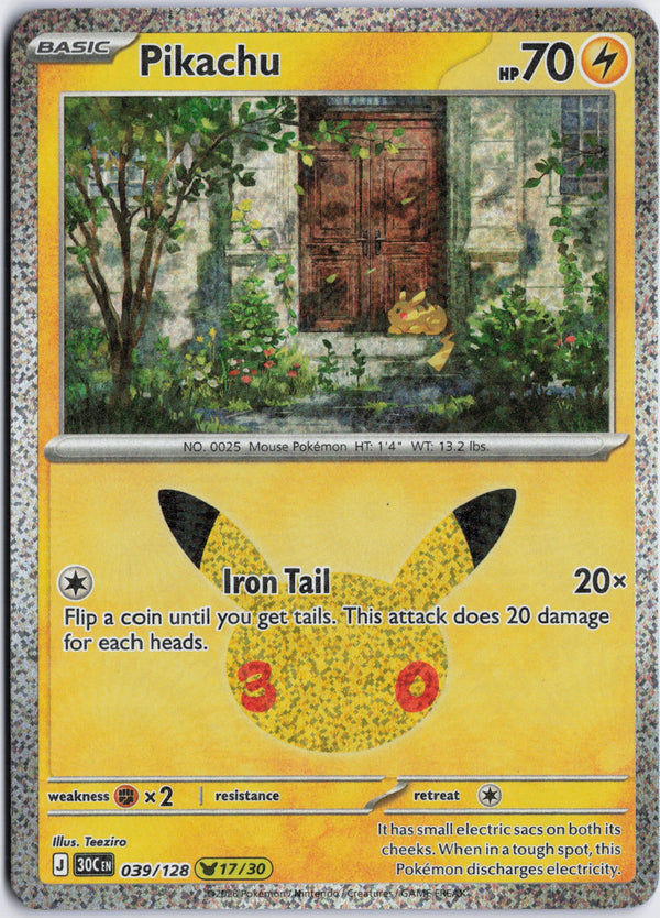 Carta Pokémon Pikachu · 30th Celebration #039/128 (NM) — pieza única en Moon's Collectibles México