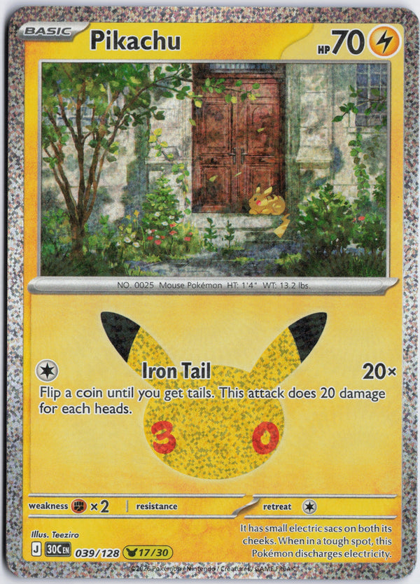 Carta Pokémon Pikachu · 30th Celebration #039/128 (NM) — pieza única en Moon's Collectibles México