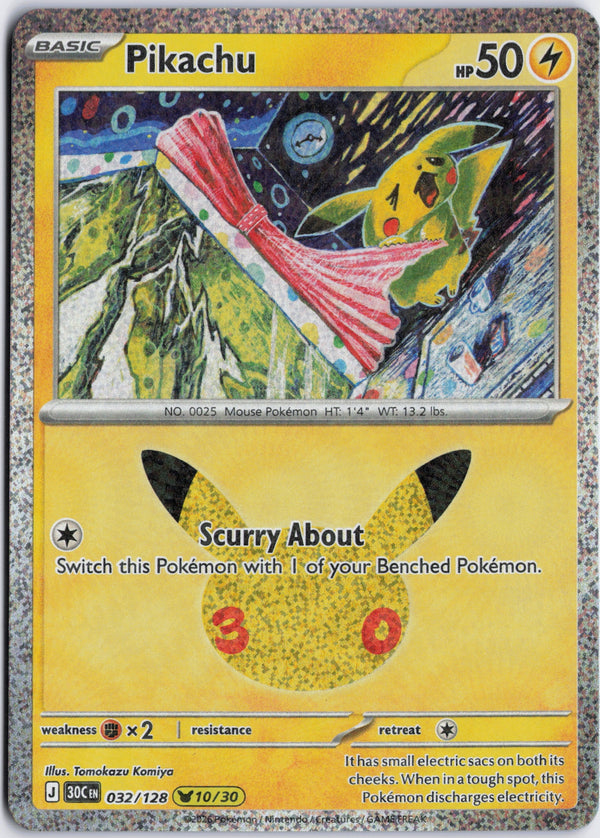 Carta Pokémon Pikachu · 30th Celebration #032/128 (NM) — pieza única en Moon's Collectibles México