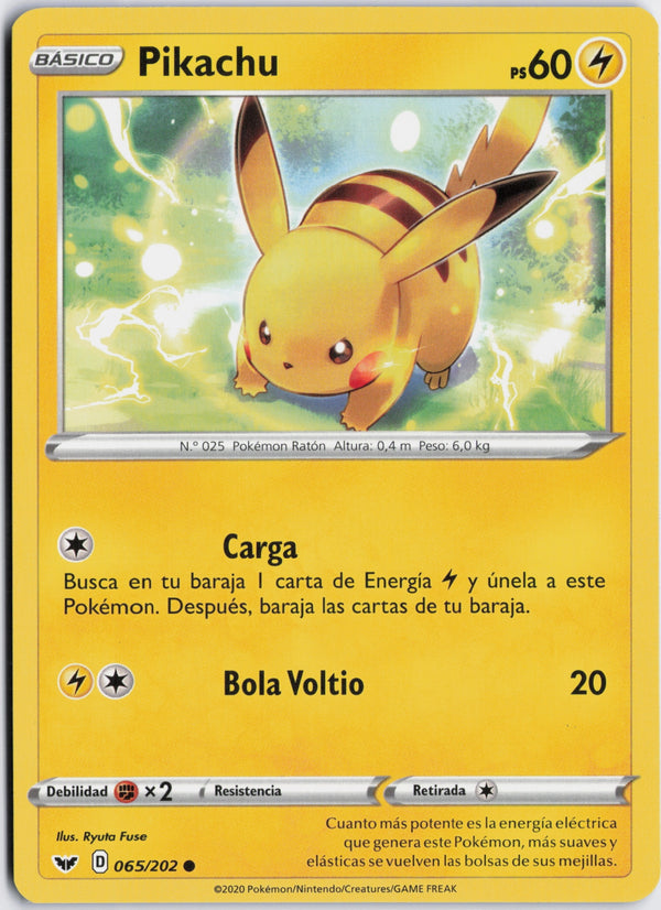 Carta Pokémon Pikachu · Sword & Shield #065/202 (NM) — pieza única en Moon's Collectibles México