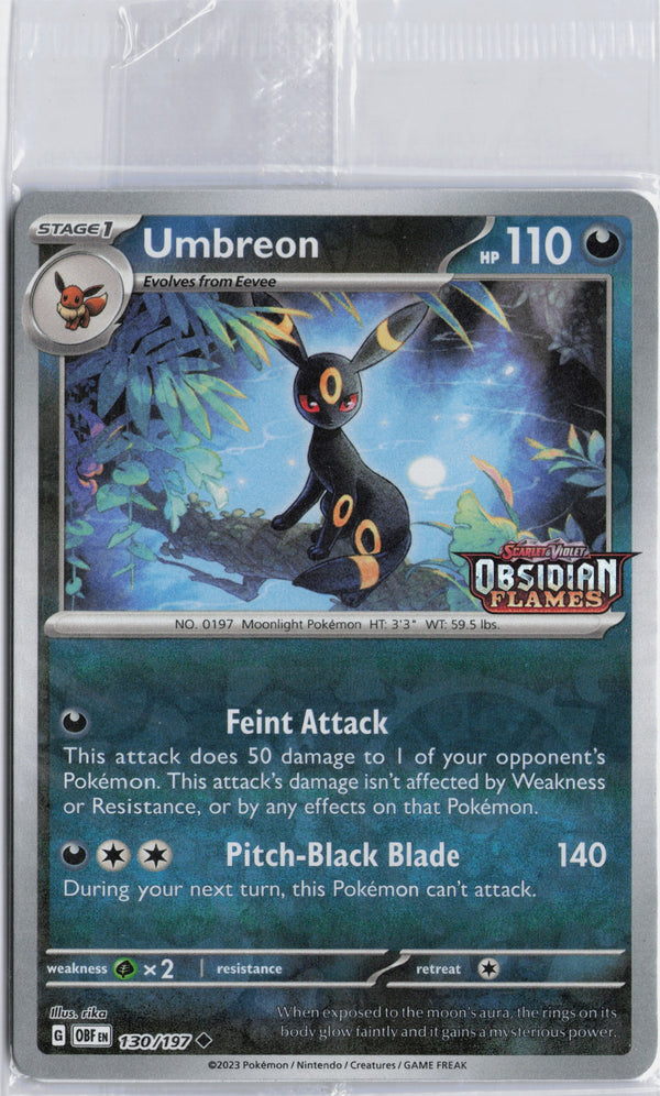 Carta Pokémon Umbreon · Obsidian Flames #130/197 (NM) — pieza única en Moon's Collectibles México