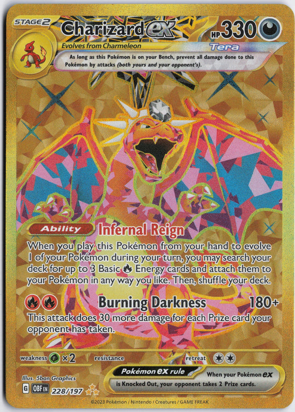 Carta Pokémon Charizard ex · Obsidian Flames #228/197 (NM) — pieza única en Moon's Collectibles México