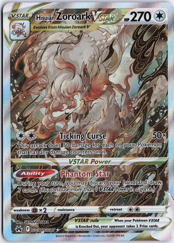 Carta Pokémon Hisuian Zoroark VSTAR · Crown Zenith Galarian Gallery #GG56/GG70 (NM) — pieza única en Moon's Collectibles México