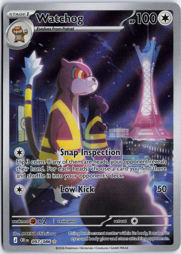 Carta Pokémon Watchog · Chaos Rising #097/086 (NM) — pieza única en Moon's Collectibles México
