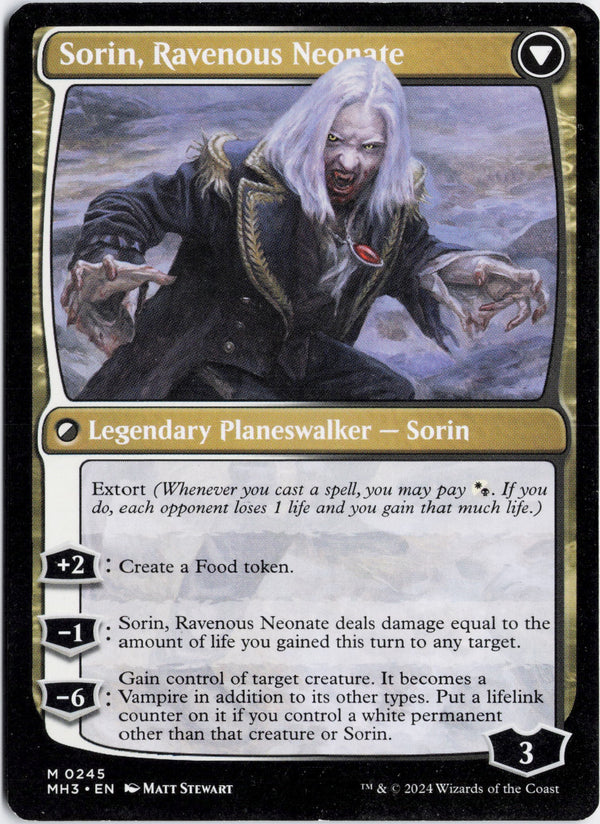 Carta Pokémon Sorin of House Markov // Sorin, Ravenous Neonate · Modern Horizons 3 #245 (NM) — pieza única en Moon's Collectibles México