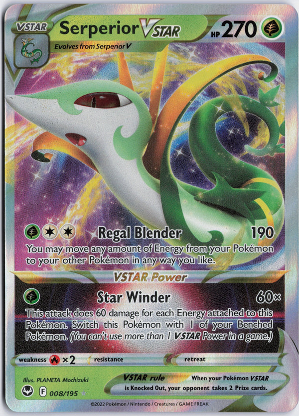 Carta Pokémon Serperior VSTAR · Silver Tempest #008/195 (NM) — pieza única en Moon's Collectibles México