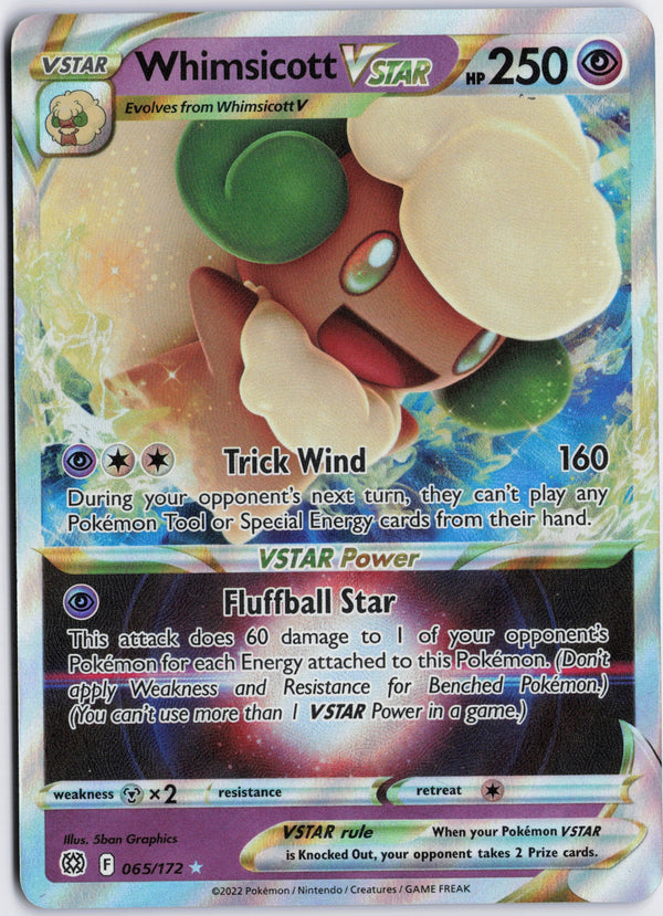 Carta Pokémon Whimsicott VSTAR · Brilliant Stars #065/172 (NM) — pieza única en Moon's Collectibles México