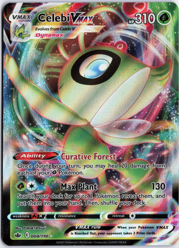Carta Pokémon Celebi VMAX · Chilling Reign #008/198 (NM) — pieza única en Moon's Collectibles México