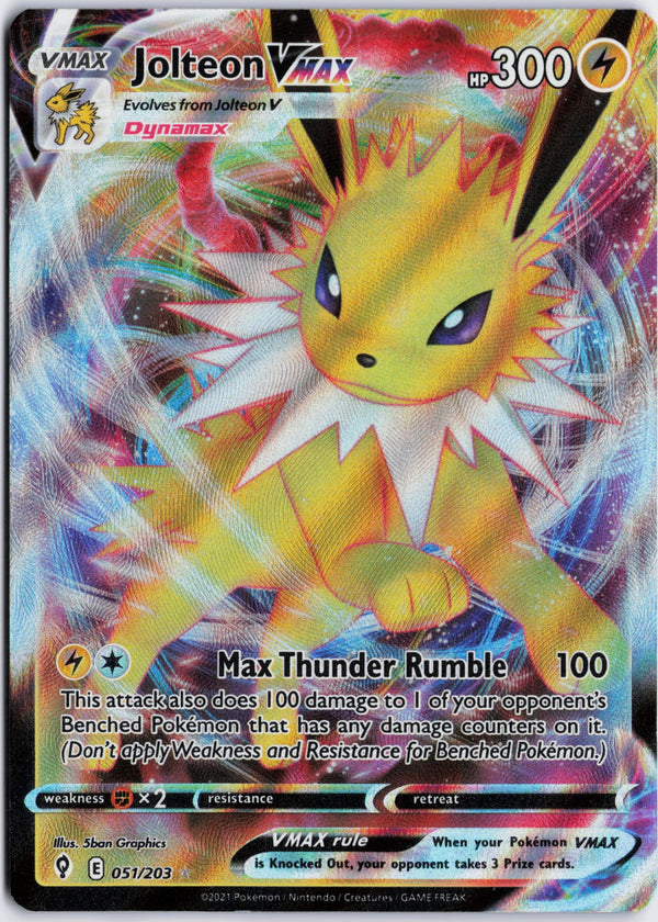 Carta Pokémon Jolteon VMAX · Evolving Skies #051/203 (NM) — pieza única en Moon's Collectibles México