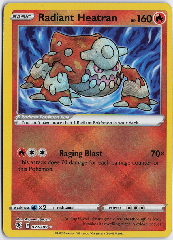 Carta Pokémon Radiant Heatran · Astral Radiance #027/189 (NM) — pieza única en Moon's Collectibles México