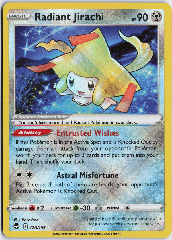 Carta Pokémon Radiant Jirachi · Silver Tempest #120/195 (NM) — pieza única en Moon's Collectibles México