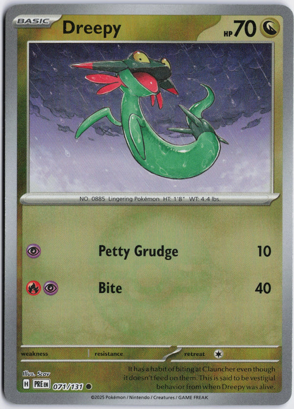 Carta Pokémon Dreepy · Prismatic Evolutions #071/131 (NM) — pieza única en Moon's Collectibles México