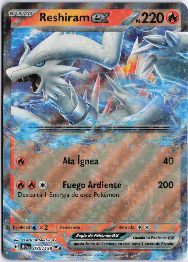 Carta Pokémon Reshiram ex · Journey Together #030/159 (NM) — pieza única en Moon's Collectibles México