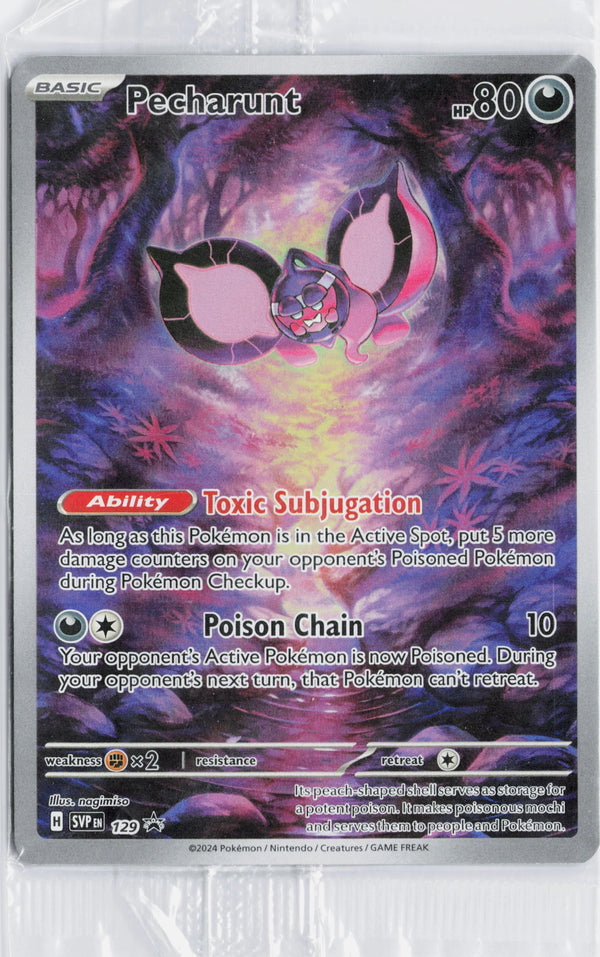 Carta Pokémon Pecharunt · Scarlet & Violet Black Star Promos #129 (NM) — pieza única en Moon's Collectibles México