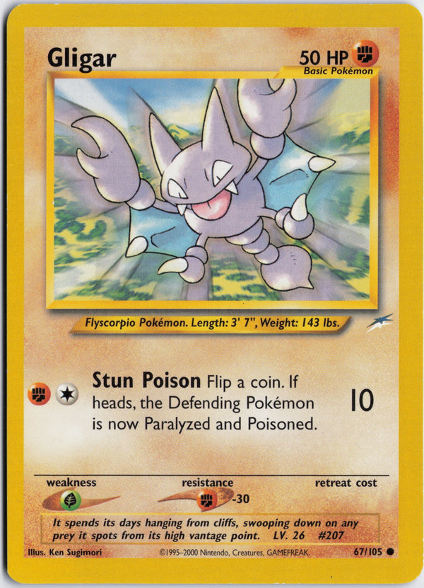 Carta Pokémon Gligar · Neo Destiny #67/105 (HP) — pieza única en Moon's Collectibles México