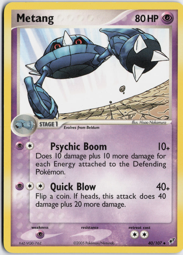 Carta Pokémon Metang · Deoxys #40/107 (NM) — pieza única en Moon's Collectibles México