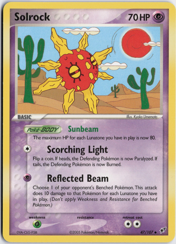 Carta Pokémon Solrock · Deoxys #47/107 (NM) — pieza única en Moon's Collectibles México