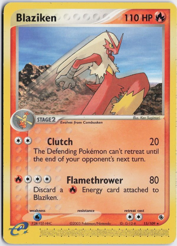 Carta Pokémon Blaziken · Ruby & Sapphire #15/109 (NM) — pieza única en Moon's Collectibles México