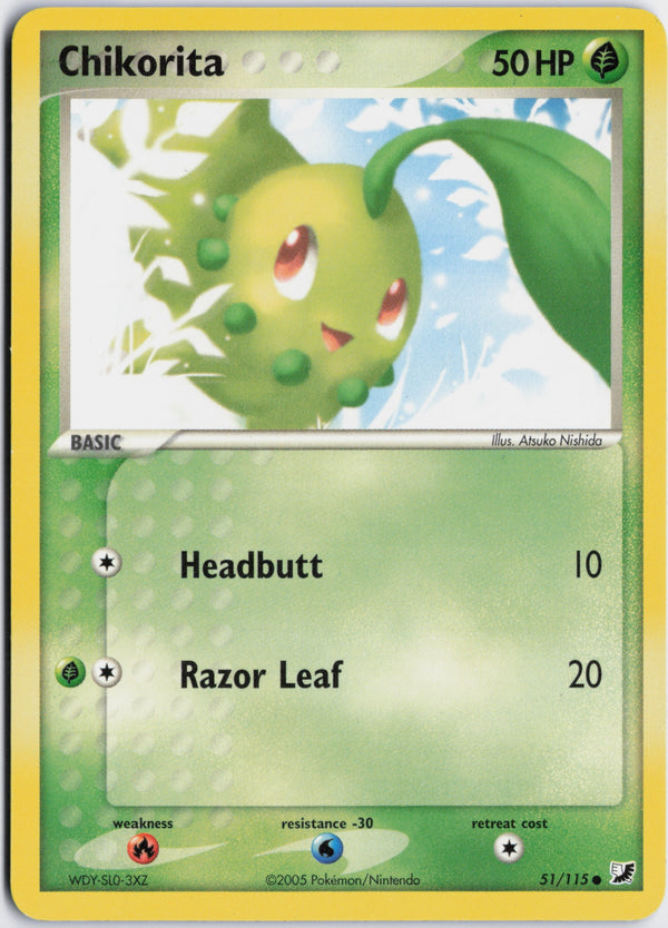 Carta Pokémon Chikorita · Unseen Forces #51/115 (NM) — pieza única en Moon's Collectibles México