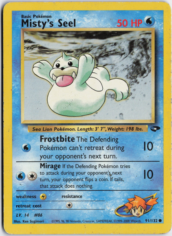 Carta Pokémon Misty's Seel · Gym Challenge #91/132 (HP) — pieza única en Moon's Collectibles México