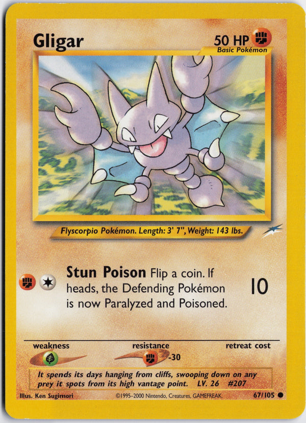 Carta Pokémon Gligar · Neo Destiny #67/105 (NM) — pieza única en Moon's Collectibles México