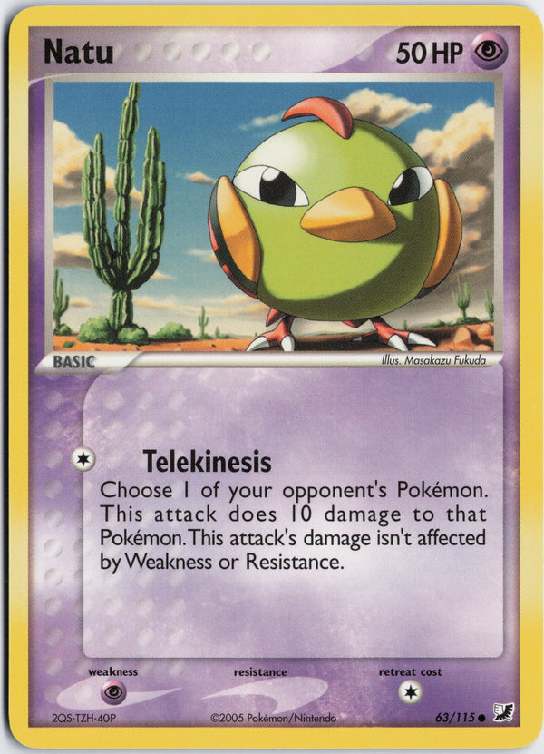 Carta Pokémon Natu · Unseen Forces #63/115 (NM) — pieza única en Moon's Collectibles México