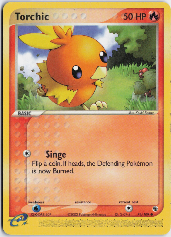 Carta Pokémon Torchic · Ruby & Sapphire #74/109 (LP) — pieza única en Moon's Collectibles México