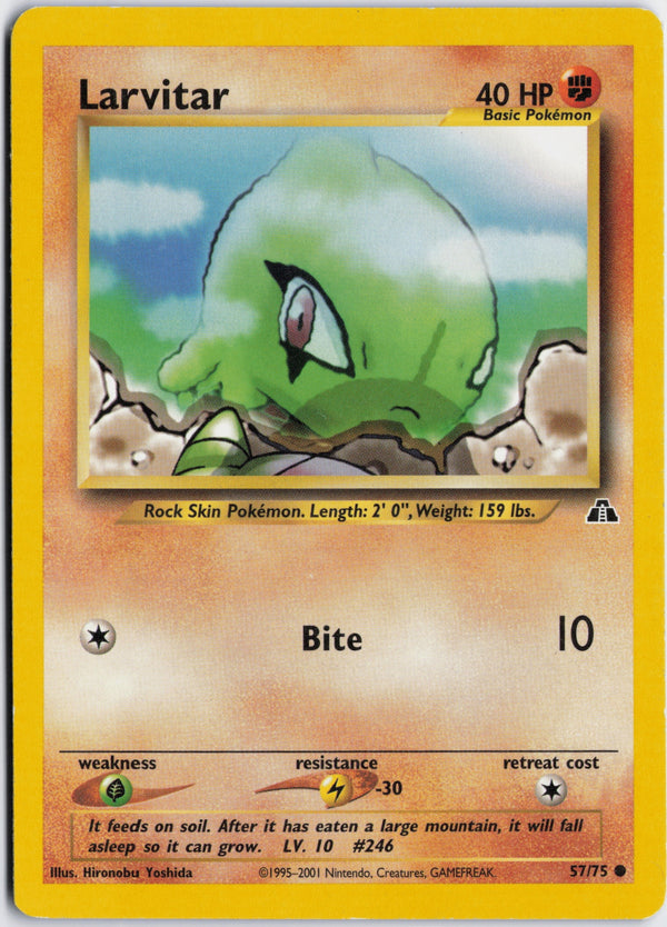 Carta Pokémon Larvitar · Neo Discovery #57/75 (LP) — pieza única en Moon's Collectibles México