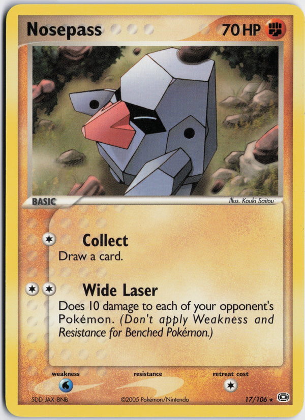 Carta Pokémon Nosepass · Emerald #17/106 (LP) — pieza única en Moon's Collectibles México