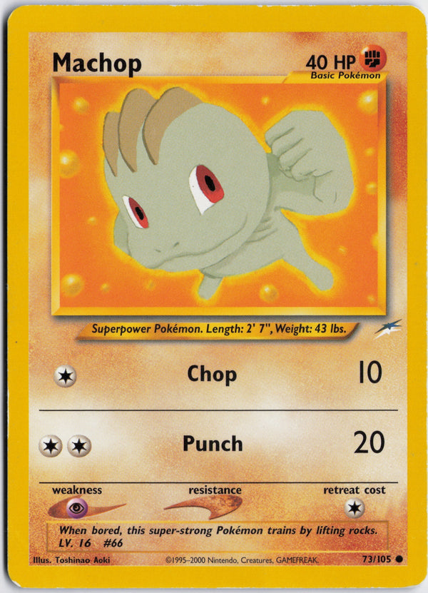 Carta Pokémon Machop · Neo Destiny #73/105 (NM) — pieza única en Moon's Collectibles México