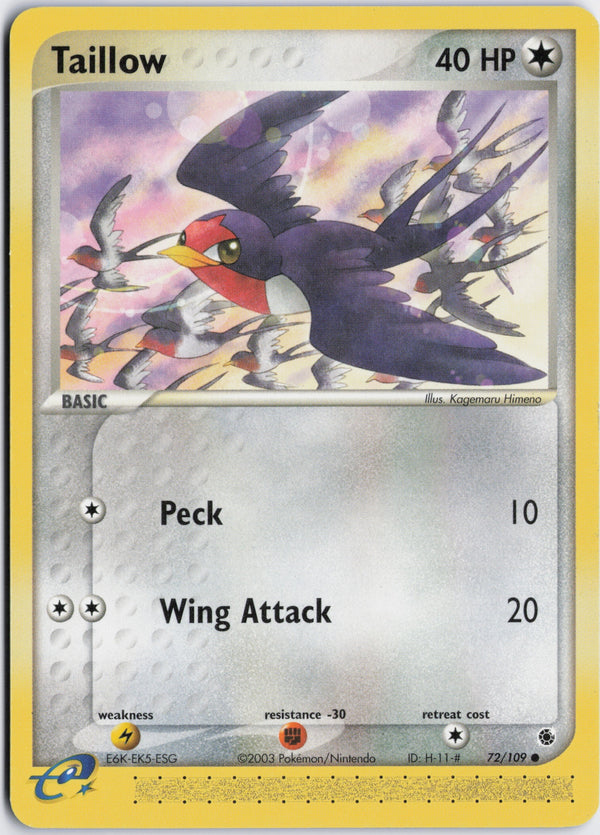 Carta Pokémon Taillow · Ruby & Sapphire #72/109 (NM) — pieza única en Moon's Collectibles México