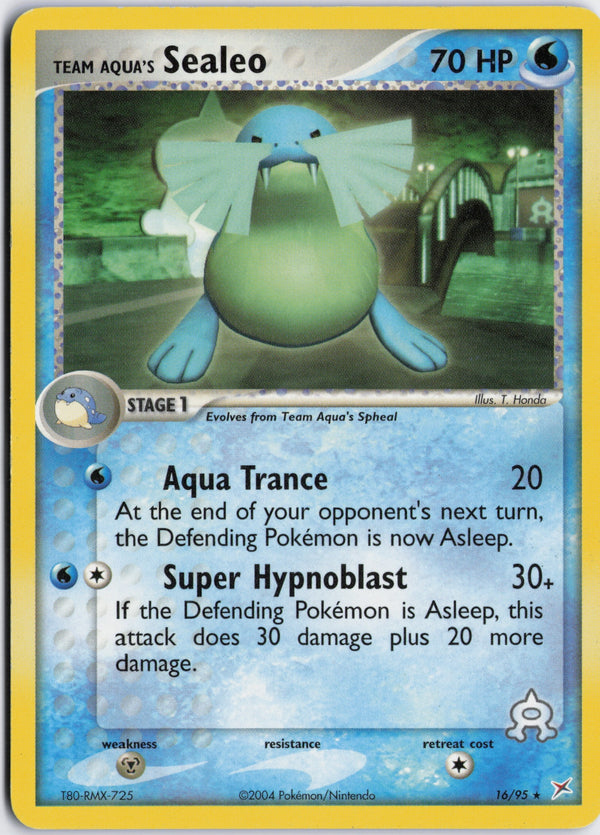 Carta Pokémon Team Aqua's Sealeo · Team Magma vs Team Aqua #16/95 (NM) — pieza única en Moon's Collectibles México