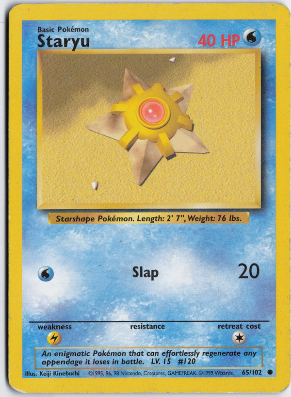 Carta Pokémon Staryu · Base #65/102 (HP) — pieza única en Moon's Collectibles México