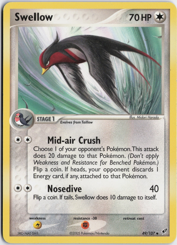 Carta Pokémon Swellow · Deoxys #49/107 (NM) — pieza única en Moon's Collectibles México